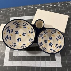 Temptations Old World Blue 3-Dipping Bowl 1-Piece 12" Serving Home Decor - New